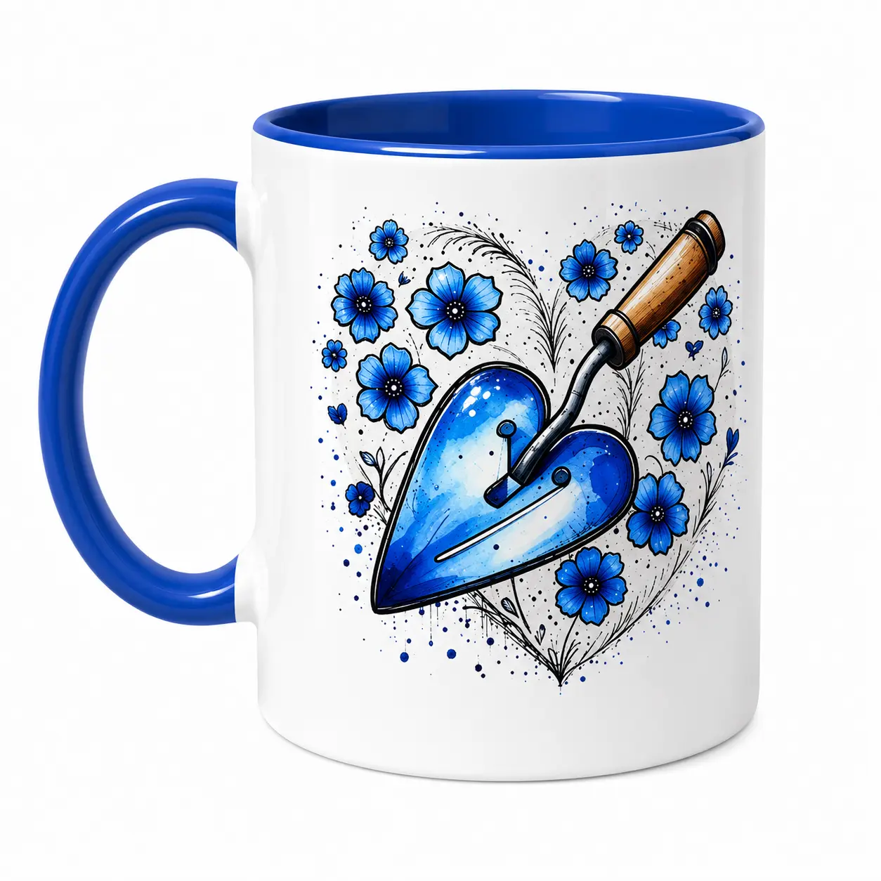 Caneca de Cerâmica Branca com Interior e Alça Coloridos