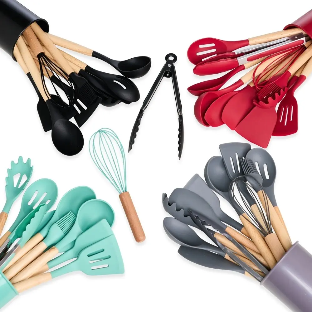 a Kit de Colheres de Cozinha com Ponta em Silicone Colorido